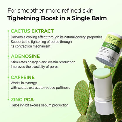 Dr.Melaxin Cactox & Calcium Multi Balm Pore Firming Duo with Cactus Cooling & Eye Care Stick for Visible Pore Refining and Skin Repair