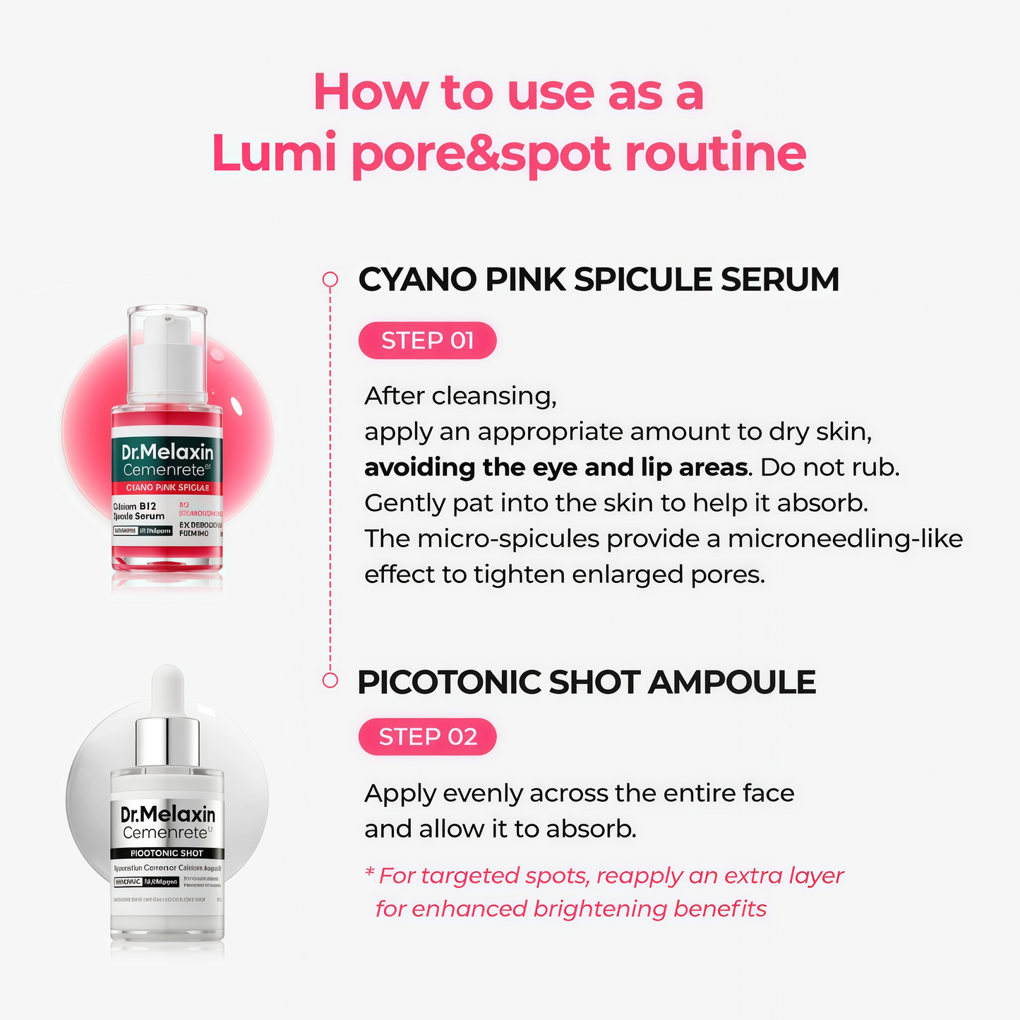 Dr.Melaxin 4-Piece Skincare Set – Peel Shot Rice Ampoule Duo (White + Black) & Lumi Firm Lift Care Duo, Exfoliating, Brightening & Firming Kit for Smooth, Lifted & Radiant Skin